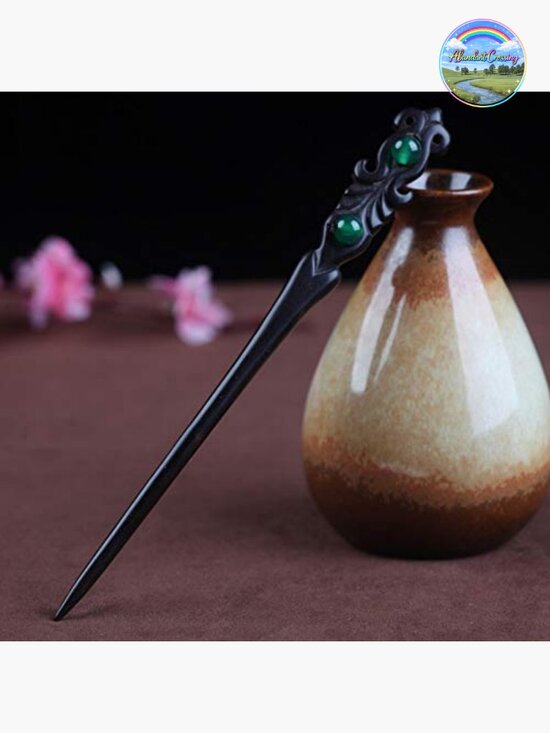 Handmade Ebony Double-faced Sword Hairpins Wooden Hair Sticks 7.08 in main image 6
